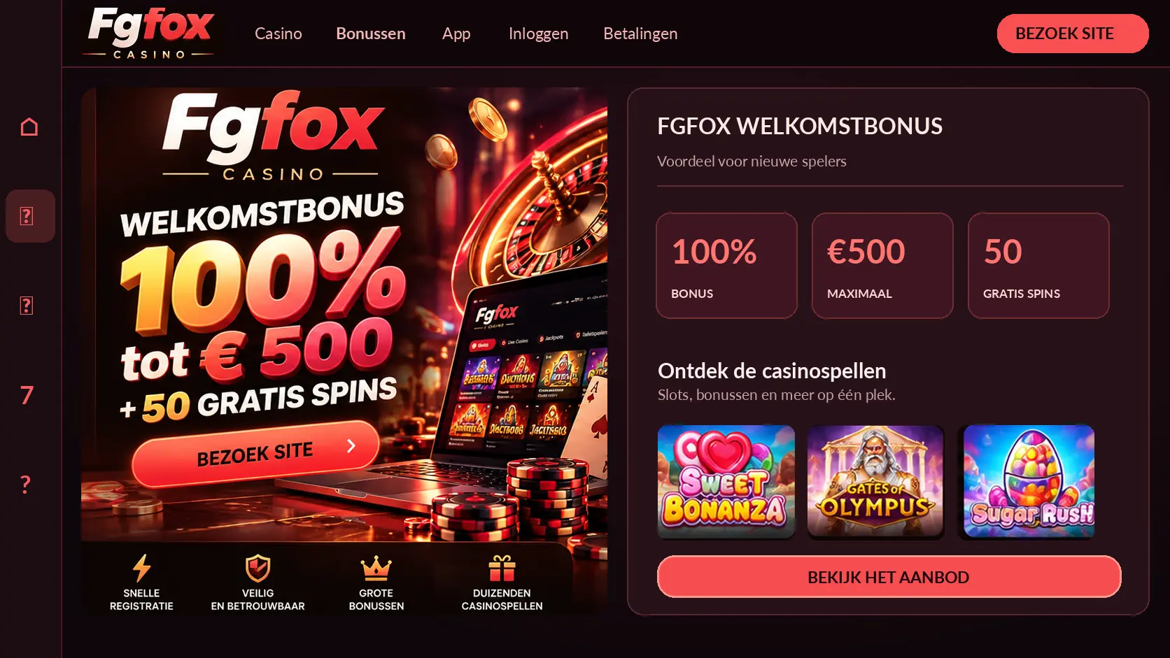 FgFox Online Casino Nederland: Games, Providers en Geld Opnemen image 1