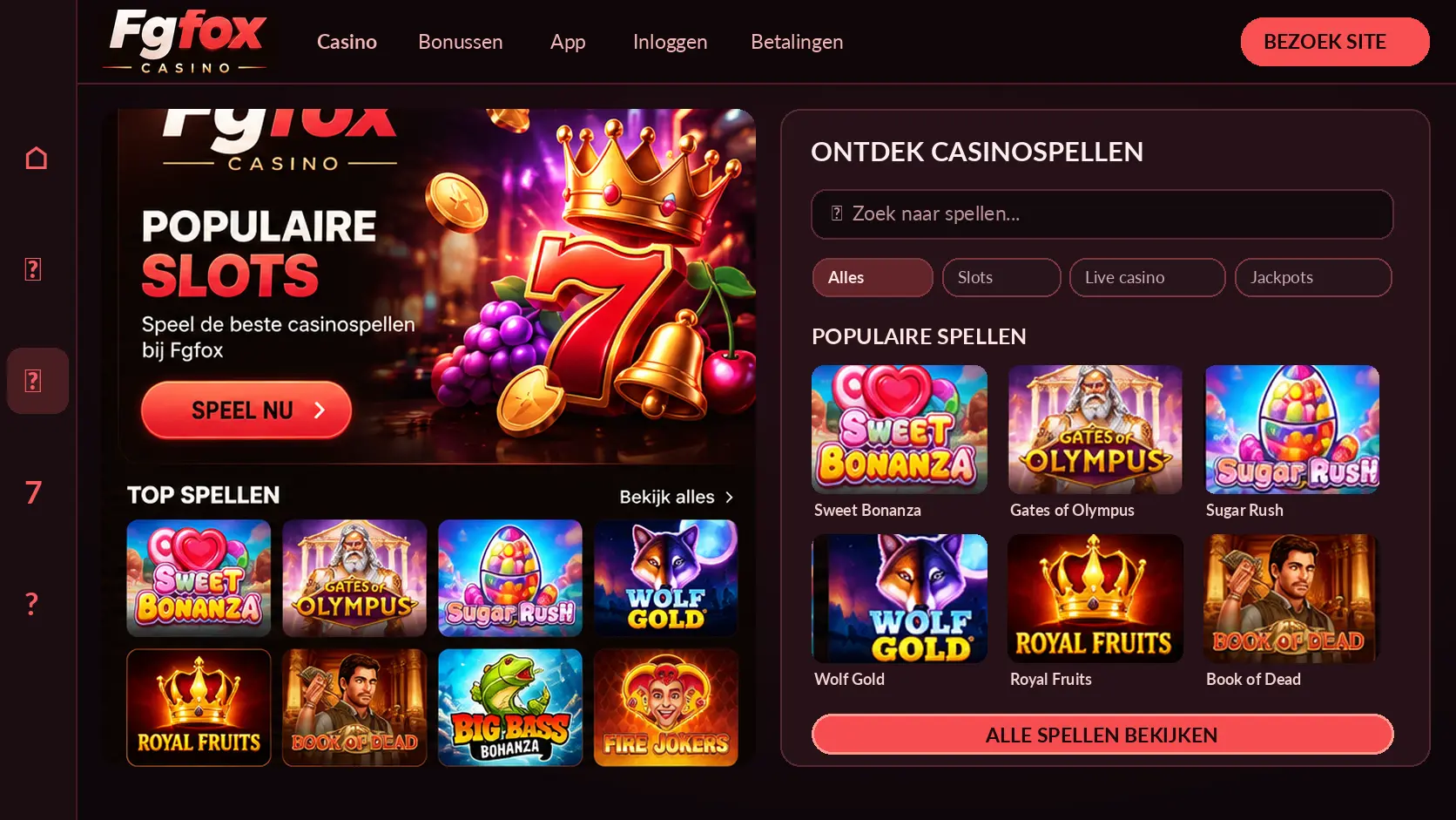 FgFox Online Casino Nederland: Games, Providers en Geld Opnemen image 3